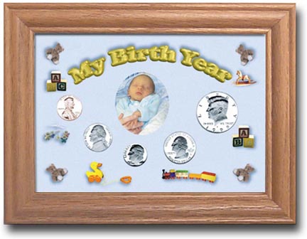 Edgar Marcus & Co Coin Frame - My Birth Year 5-Coin Cent through Half Dollar - Blue MAIN