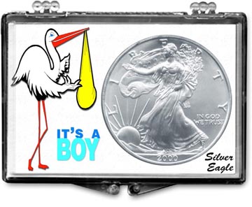 Edgar Marcus Snaplock Display - It's A Boy - Stork - Silver Eagle MAIN