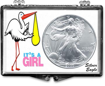 Edgar Marcus Snaplock Display - It's A Girl - Stork - Silver Eagle MAIN