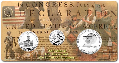 Edgar Marcus & Co Specialty Set Display - Bicentennial Quarter, Half and Dollar MAIN