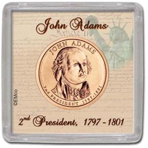 Edgar Marcus & Co Snap-Tite Coin Display - John Adams MAIN