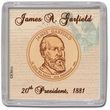 Edgar Marcus & Co Snap-Tite Coin Display - James Garfield MAIN