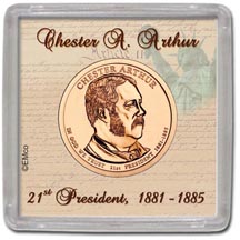 Edgar Marcus & Co Snap-Tite Coin Display - Chester A Arthur MAIN