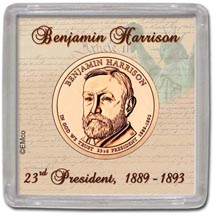 Edgar Marcus & Co Snap-Tite Coin Display - Benjamin Harrison MAIN