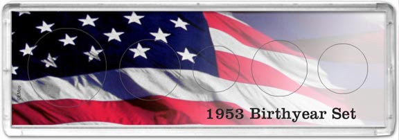 Edgar Marcus Snap-Tite Set Display - 2'' x 6'', Cent thru Half Dollar - Birth Year Set 1953 MAIN