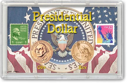 Edgar Marcus & Co Snap-Tite Commemorative Coin Display - Presidential Dollars, Obverse and Reverse MAIN