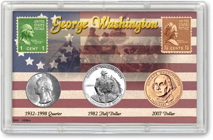 Edgar Marcus & Co Snap-Tite Commemorative Coin Display - Washington Quarter, Half & Dollar MAIN