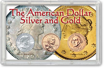 Edgar Marcus & Co Snap-Tite Commemorative Coin Display - American Dollar, Silver & Gold MAIN