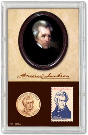 Edgar Marcus & Co Snap-Tite Commemorative Coin Display - Andrew Jackson Presidential Dollar & Stamp MAIN