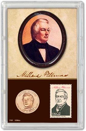 Edgar Marcus & Co Snap-Tite Commemorative Coin Display - Millard Fillmore Presidential Dollar, Stamp MAIN