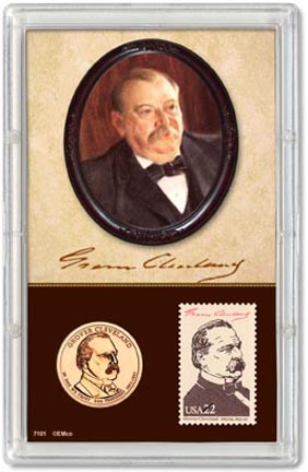 Edgar Marcus & Co Snap-Tite Display - Grover Cleveland Presidential Dollar & Stamp, 2nd Term MAIN