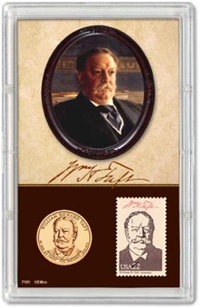 Edgar Marcus & Co Snap-Tite Commemorative Display - William Howard Taft Presidential Dollar & Stamp MAIN