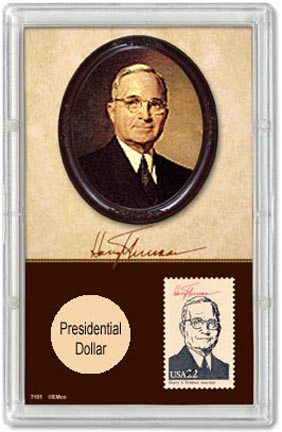 Edgar Marcus & Co Snap-Tite Commemorative Coin Display - Harry S Truman Presidential Dollar & Stamp MAIN