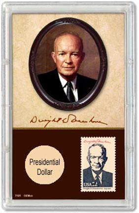 Edgar Marcus & Co Snap-Tite Commemorative Display - Dwight D. Eisenhower Presidential Dollar & Stamp MAIN