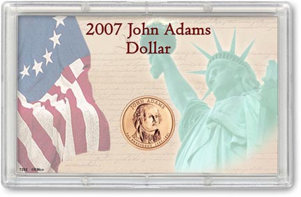 Edgar Marcus & Co Snap-Tite Commemorative Coin Display - John Adams Presidential Dollar MAIN