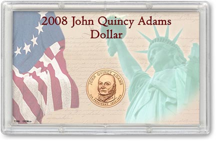 Edgar Marcus & Co Snap-Tite Commemorative Coin Display - John Quincy Adams Presidential Dollar MAIN