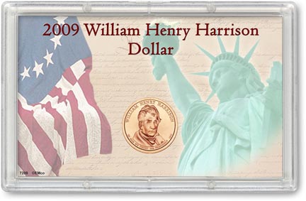 Edgar Marcus & Co Snap-Tite Commemorative Coin Display - William Henry Harrison Presidential Dollar MAIN