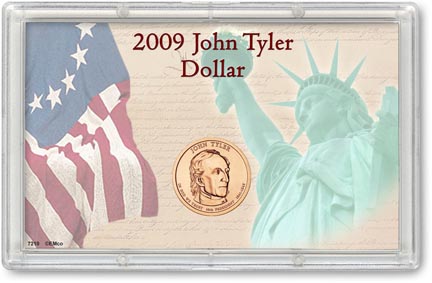 Edgar Marcus & Co Snap-Tite Commemorative Coin Display - John Tyler Presidential Dollar MAIN