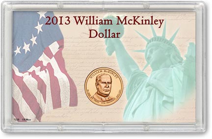 Edgar Marcus & Co Snap-Tite Commemorative Coin Display - William McKinley Presidential Dollar MAIN