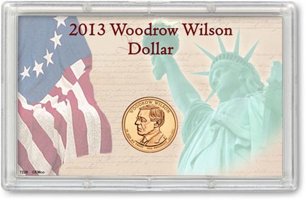 Edgar Marcus & Co Snap-Tite Commemorative Coin Display - Woodrow Wilson Presidential Dollar MAIN