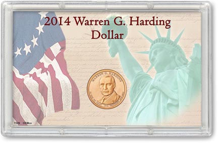 Edgar Marcus & Co Snap-Tite Commemorative Coin Display - Warren G. Harding Presidential Dollar MAIN