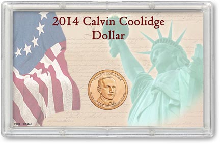 Edgar Marcus & Co Snap-Tite Commemorative Coin Display - Calvin Coolidge Presidential Dollar MAIN
