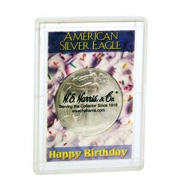H.E. Harris Frosty Case - 2x3, Silver Eagle Happy Birthday MAIN
