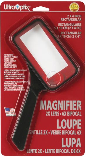 2 x 4'' Rectangular 2x Magnifier w/ 6x Bifocal MAIN