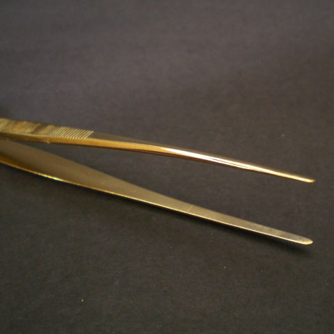 Showgard Tongs, Point Tip, Gold Plated MAIN