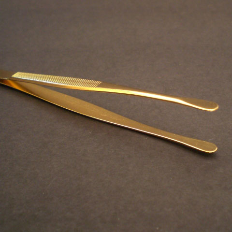 Showgard Tongs, Round Tip, Gold Plated MAIN