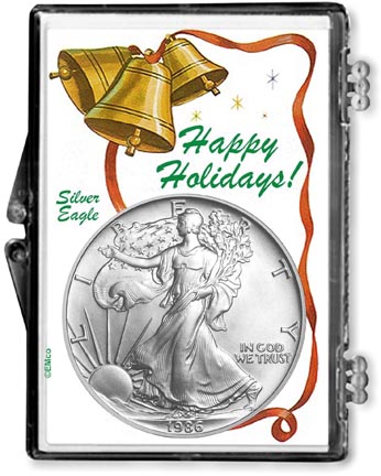 1986 Happy Holidays American Silver Eagle Gift Display LARGE