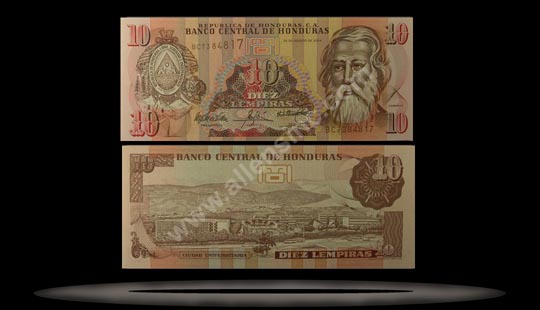 Honduras Banknote, 10 Lempiras, 13.7.2006, P#86d MAIN