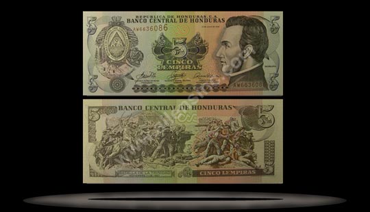 Honduras Banknote, 5 Lempiras, 13.7.2006, P#91 MAIN