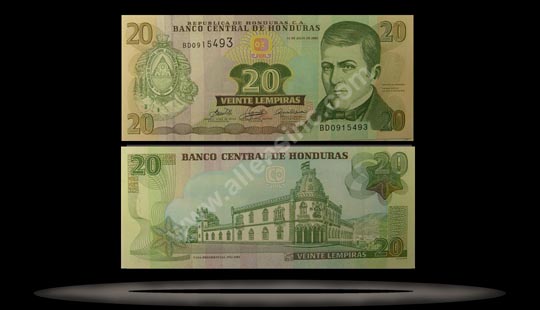 Honduras Banknote, 20 Lempiras, 13.7.2006, P#93a MAIN