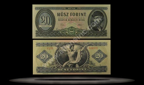 Hungary Banknote, 20 Forint, 28.10.1975, P#169f MAIN