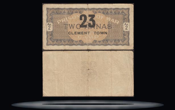 Clement Town POW Camp,India Banknote, 2 Annas, ND (1941-46), P#5159 MAIN