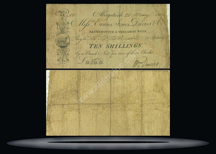 Aberystwith & Tregaron Bank, Ireland Banknote, 10 Shillings, 20.5.1814, P#101 MAIN