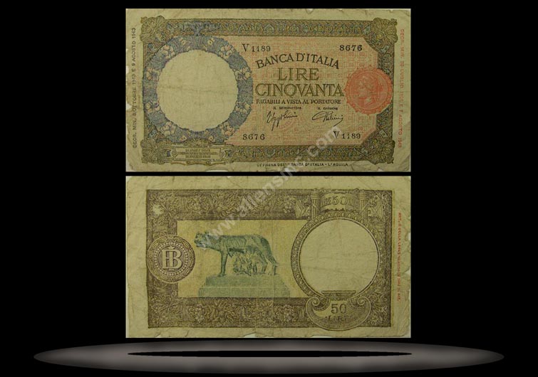 Italy Banknote, 50 Lire, 23.8.1943, P#66 MAIN