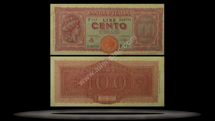 Italy Banknote, 100 Lire, 10.12.1944, P#75a MAIN