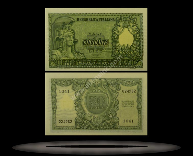 Italy Banknote, 50 Lire, 31.12.1951, P#91b MAIN