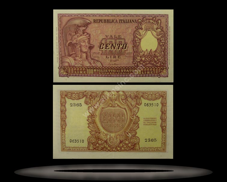 Italy Banknote, 100 Lire, 31.12.1951, P#92a MAIN