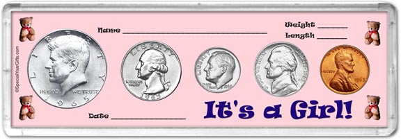 1965 It's A Girl! Coin Gift Set LARGE