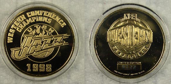 Utah Jazz - 1998 Western Conference Champions - gold plated' Art Bar. MAIN