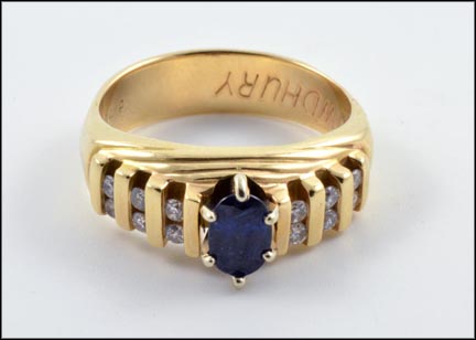 Sapphire and Diamond Band in 14K Yellow Gold LARGE