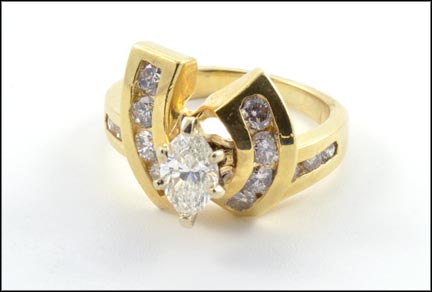 Diamond Engagement Ring in 14K Yellow Gold LARGE