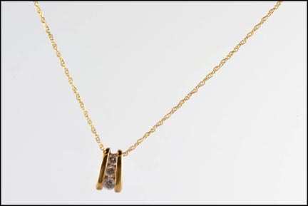 Diamond Ladder Pendant in 10K Yellow Gold LARGE