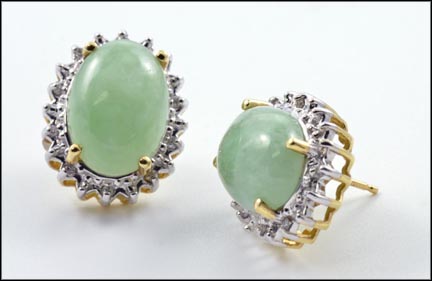 Jade and Diamond Earrings in 14K Yellow Gold MAIN