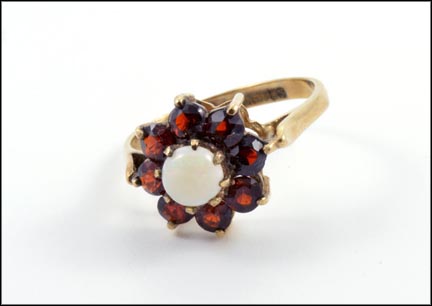 Garnet Cluster with Opal Ring in 9K Yellow Gold MAIN