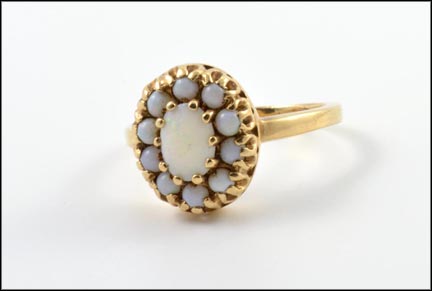 Opal Cluster Ring in Yellow Gold MAIN