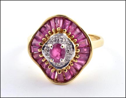 Ruby Cluster Ring in 14K Yellow Gold MAIN